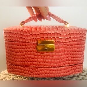 Faux Leather Crocodile Travel Jewelry Box